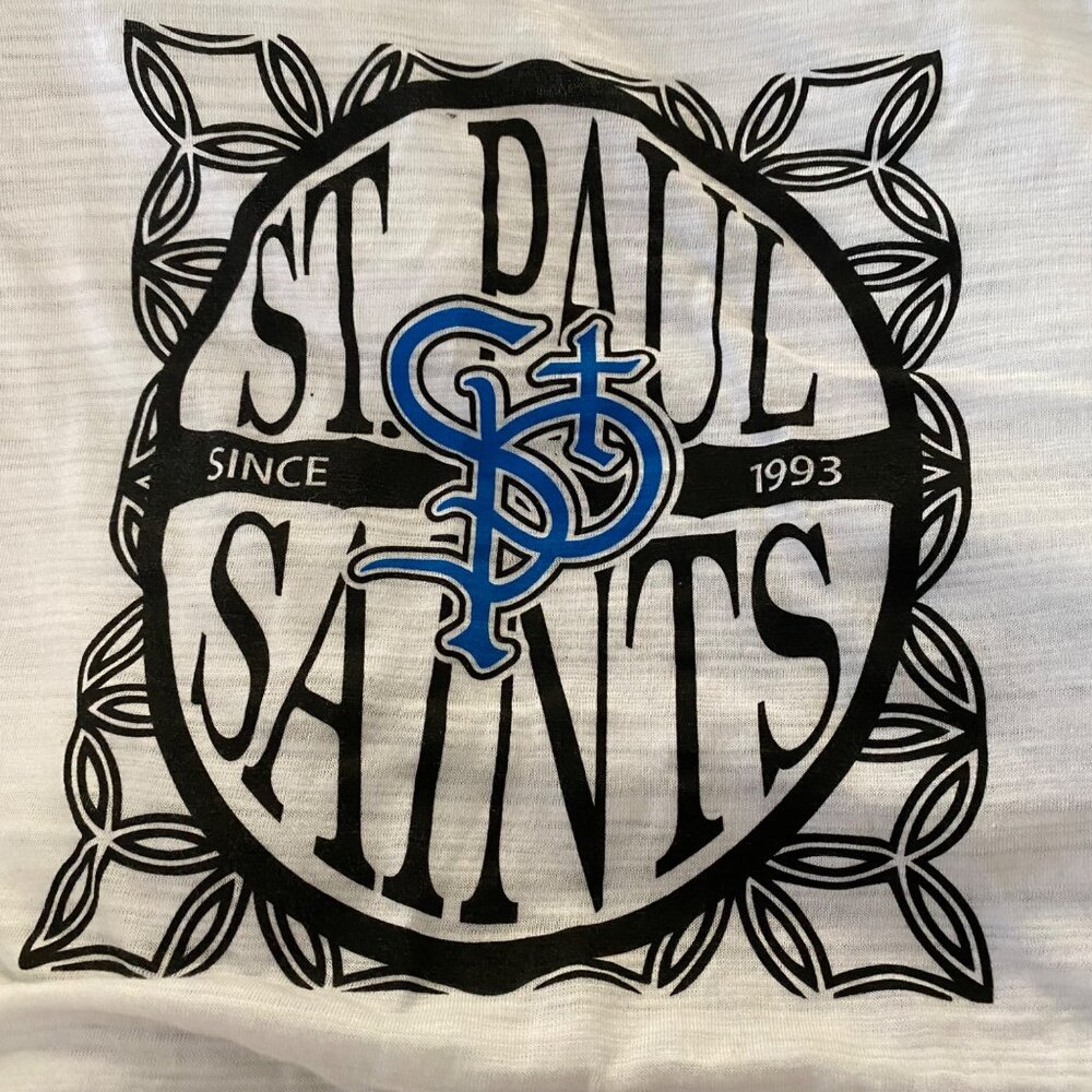 St Paul Saints MN Soft As A Grape Tee Shirt Jersey Women's Sz S Black White NWT - Picture 8 of 8